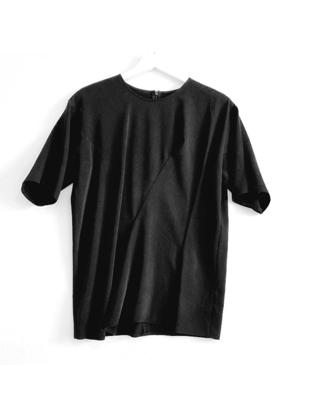 MM6 Maison Margiela Black Architectural Draped Layered Short Sleeve Top